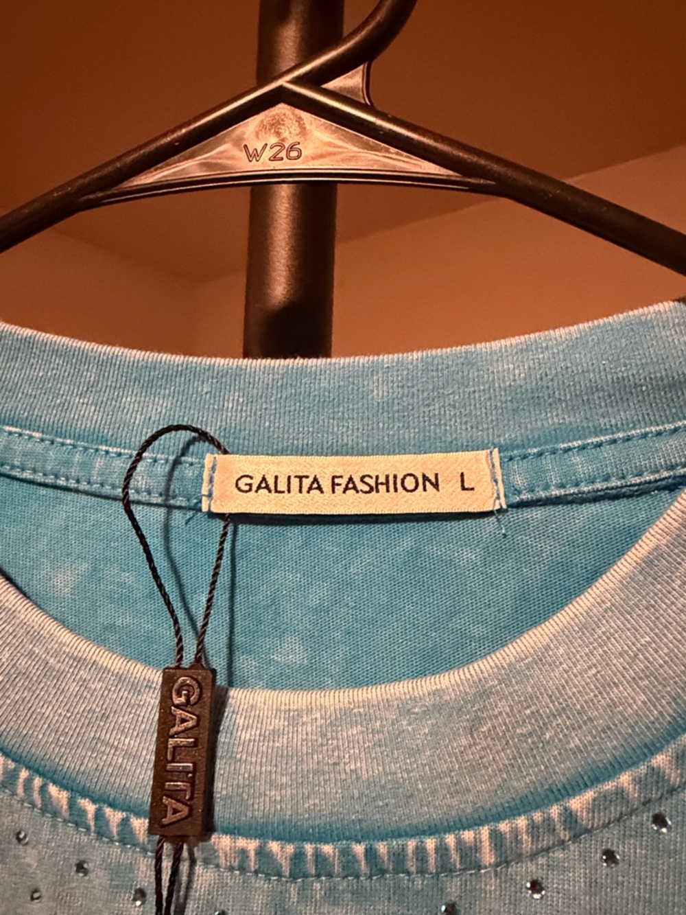 Galita Fashion Sky Blue Crystal-Stud Crop Top - Picture 2 of 5